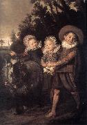 Three Children with a Goat Cart HALS, Frans